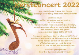 Flyer Bel Canto Kerstconcert 2022