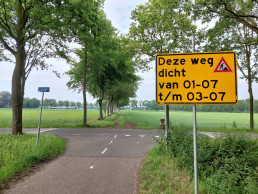 asfalteringswerkzaamheden wegafsluitingen juni-juli 2026 bord De Baars-Vogelzang