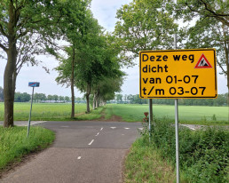 asfalteringswerkzaamheden wegafsluitingen juni-juli 2026 bord De Baars-Vogelzang